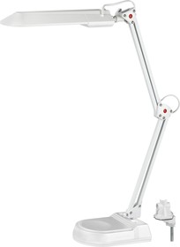 Фото 1/10 Настольный светильник ЭРА NL-202-G23-11W-W с лампой PL на струбцине и с основанием белый C0041460