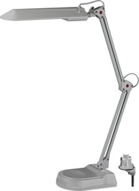 Фото 1/10 Настольный светильник ЭРА NL-202-G23-11W-GY с лампой PL на струбцине и с основанием серый C0041461