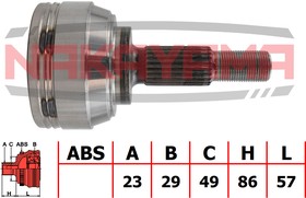 NJ578NY, ШРУС внешн. к-кт RENAULT CLIO 08-, CLIO II 04-, CLIO III 05-, MODUS 04- (23x29x143x49)