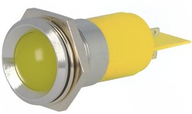 SSBD22H1249, Индикат.лампа: LED, вогнутый, желтый, 24-28ВDC, 24-28ВAC, d22,2мм