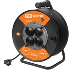 SQ1301-0162, Power extension cable on a coil, 50 meters, 4 sockets ...