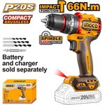 Бесщеточный ударный шуруповерт Li-ion 20В, 66 Нм (5) INGCO CIDLI206681 INDUSTRIAL