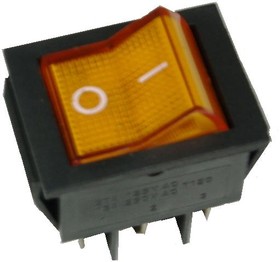 IRS-202-2B3 (желтый), Переключатель с подсветкой ON-ON (15A 250VAC) DPDT 6P