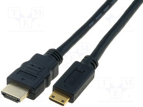 AK-330106-030-S, Cable; HDMI 1.3; HDMI plug,mini HDMI plug; 3m; black