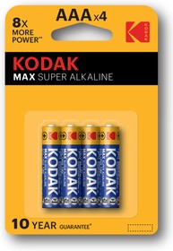 Фото 1/3 Батарейки Kodak LR03-4BL MAX SUPER Alkaline [K3A-4]