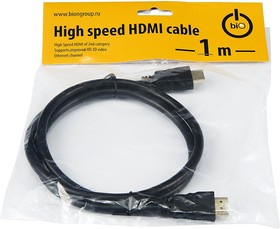 Фото 1/2 Bion Кабель HDMI v2.0, 19M/19M, 3D, 4K UHD, 1м, черный [BXP-HDMI2MM-010] /[BN-HDMI2MM-1M]