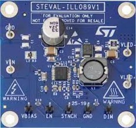 Фото 1/2 STEVAL-ILL089V1, STEVAL-ILL089V1, 1 A Buck LED Driver Board Based on the ALED6000 Automotive-Grade Dimmable LED