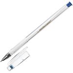 Масляная ручка синий 0,5 мм прозрачный круглый корпус игольчатый наконечник в ...