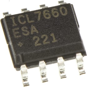 Фото 1/2 ICL7660ESA+, DC-DC импульсный делитель, инвертирующий, стабилизатор, 1.5 В-10 В (Vin), 3В-20В, 20мА,SOIC-8