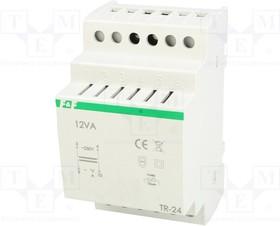 TR-24, Трансформатор: сетевой, 12ВА, 230ВAC, 24В, 0,5А, DIN, 310г, -25-35°C – купить оптом и в розницу