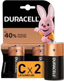 Фото 1/3 Батарейки Duracell Basic LR14 C BL2 (блистер 2шт)