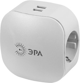 Фото 1/5 Разветвитель электрический ЭРА SP-3e-USB-2A на 3 розетки + 2 USB с заземлением со шторками 16А белый Б0015243