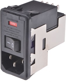 Фото 1/2 1-6609951-6, Power Entry Module EMI/RFI Filtered M 3 POS (115VAC/230)VACVAC 10A Switch/Fuse/Voltage Selector ST 1 Port