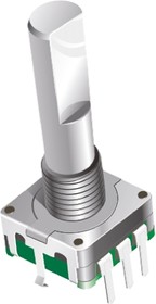 Фото 1/2 PEC11R-4115K-S0018, 18 Pulse Incremental Mechanical Rotary Encoder with a 6 mm Knurl Shaft (Not Indexed), Through Hole