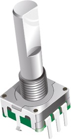 PEC11R-4020F-N0012, 12 Pulse Incremental Mechanical Rotary Encoder with a 6 mm Flat Shaft (Not Indexed), Through Hole