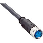 YF8U13-020UA1XLEAX, Female 3 way M8 to Unterminated Sensor Actuator Cable, 2m