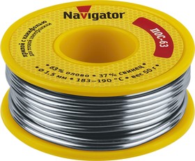 Припой Navigator 93 781 NEM-Pos05-63K-1.5-K50 (ПОС-63, катушка, 1.5 мм, 50 гр)