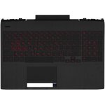 Клавиатура (топ-панель) для ноутбука HP Omen 15-DC черная с черным топкейсом и ...