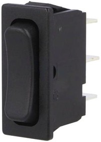 Фото 1/2 Rocker switch, black, 1 pole, (On)-Off-(On), changeover switch ( pole), 6 (4) A/250 VAC, IP40, unlit, unprinted