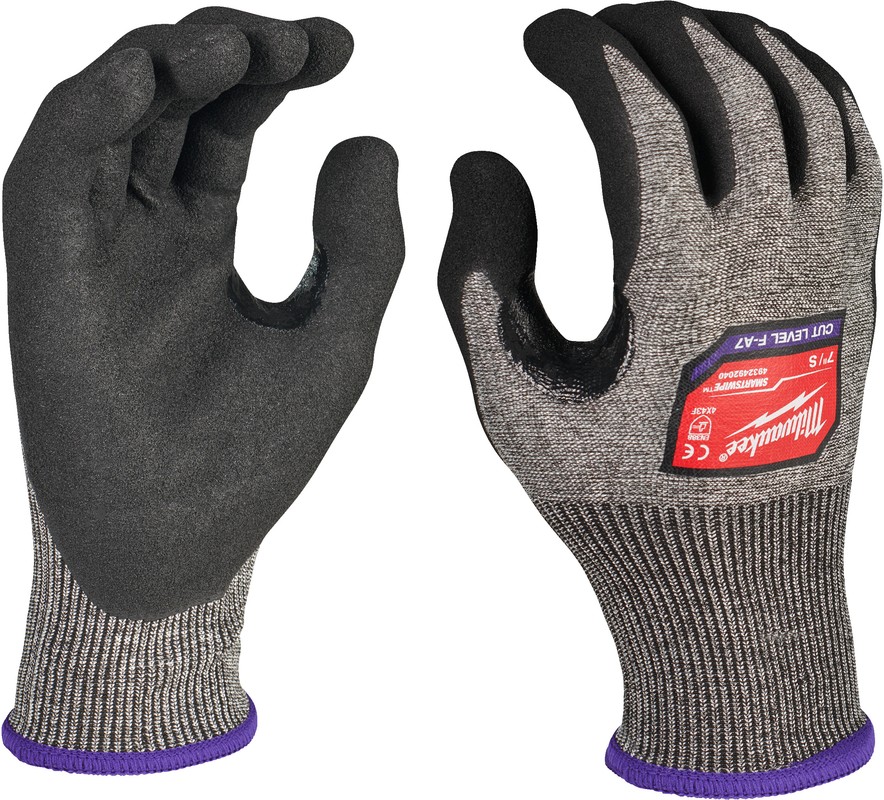 4932492041 High Cut Grey HPPE Nitrile Nylon Spandex Cut Resistant Work Gloves Size 8 Nitrile Coating Milwaukee