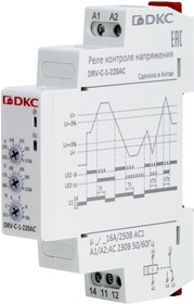 DRV-C-1-220AC, Реле контроля напряжения однофазное, конфигурация контакта 1CO, 220В AC, DKC | купить в розницу и оптом