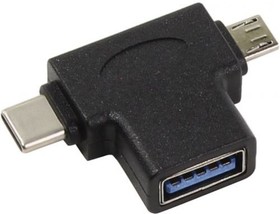 Фото 1/2 ORIENT UC-302 Переходник USB 3.0 OTG, Af UC-302 -  Type-Cm (24pin) + micro-Bm (5pin), черный