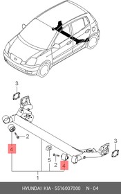 5516007000, Сайлентблок балки KIA: Picanto 04-