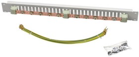 Фото 1/2 LANDE LN-DGR-TPR-1U10-LG, 19'' комплект для заземления шина+ провода 1U, 10 точек заземл. 4 pcsx4mm диам. x 40 cm желтые /зеленые/крепеж M6