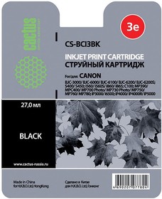 Фото 1/10 Картридж струйный Cactus CS-BCI3BK черный для Canon BJC-3000/ BJC-6000/ BJC-6100/ BJC-6200 (24ml)