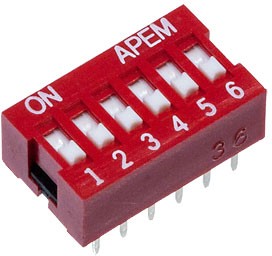 Фото 1/2 NDSR-06-V, 6 Way Through Hole DIP Switch 6PST, Recessed Actuator