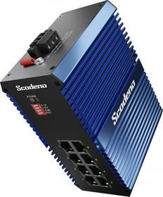 Фото 1/5 Scodeno XPTN-9000-65-8GP-X, серия X-Blue, индустриальный неуправляемый PoE+ коммутатор на DIN-рейку, 8 x 10/100/1000M Base-T, 246 Вт, IP50,
