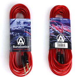 AuraSonics J63J63-10TRD гитарный кабель Jack TS 6.3мм - Jack TS 6.3мм 10м, прозрачный красный