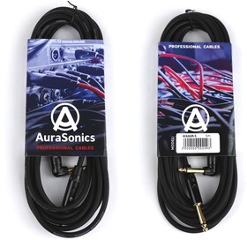 AuraSonics J63J63R-5 гитарный кабель Jack TS 6.3мм - угловой Jack TS 6.3мм 5м, черный