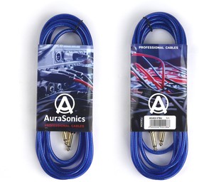 AuraSonics J63J63-5TBU гитарный кабель Jack TS 6.3мм - Jack TS 6.3мм 5м, прозрачный синий