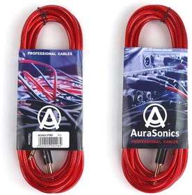 AuraSonics J63J63-5TRD гитарный кабель Jack TS 6.3мм - Jack TS 6.3мм 5м, прозрачный красный