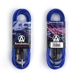 AuraSonics J63J63-3TBU гитарный кабель Jack TS 6.3мм - Jack TS 6.3мм 3м, прозрачный синий