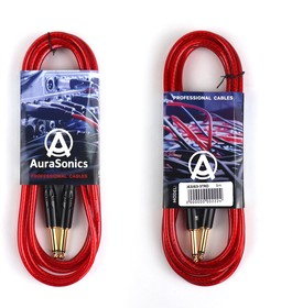 AuraSonics J63J63-3TRD гитарный кабель Jack TS 6.3мм - Jack TS 6.3мм 3м, прозрачный красный