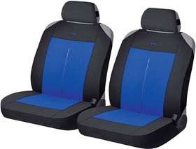 21337, Авточехлы (майка) на передние сиденья полиэстер черно-синие (4 предм.) Vertical Front CARFASHION