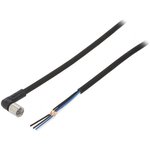 XS3F-M8PUR4A10M, Соединительный кабель, M8, PIN 4, угловой, Дл.кабеля 10м, вилка