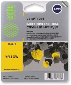 Фото 1/10 Картридж струйный Cactus CS-EPT1294 желтый для Epson Stylus Office B42/BX305/BX305F (10ml)