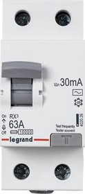 Фото 1/10 Выключатель дифференциального тока (УЗО) 2п 63А 30мА тип AC RX3 Leg 402026