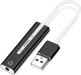 Фото 1/3 ORIENT AU-04PLB, Адаптер USB to Audio (звуковая карта), jack 3.5 mm (4-pole) для подключения телефонной гарнитуры к порту USB, кнопки: громк