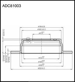 ADC81003, Диск тормозной задний (262x10) | зад |