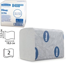 Фото 1/10 Бумага туалетная KIMBERLY-CLARK Kleenex, комплект 36 шт., Ultra, листовая, 200 л., 18,6х12,5 см, 2-слойная, диспенсер 601545, 8408