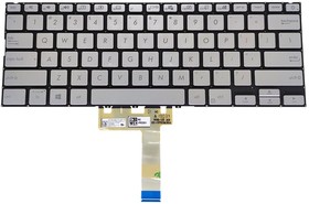 Клавиатура для ноутбука Asus Vivobook S432FA серебристая с подсветкой
