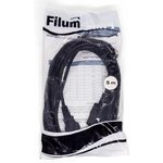 Кабель питания Filum FL-PC6-C13-C14-5M С13- C14, 3х0.5мм², 220В, 6A, чёрный, 5м