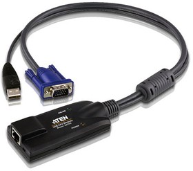 Фото 1/2 ATEN KA7570, Модуль удлинителя, SVGA+KBD+MOUSE USB, 40 метр., для подкл. комп. к перекл. макс.разреш. 1600х1200, RJ45+HD-DB15+USB A-тип, Fe