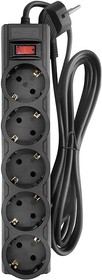 Фото 1/2 CBR Сетевой фильтр CSF 2505-1.8 Black CB, 5 евророзеток, длина кабеля 1,8 метра, цвет чёрный (коробка)