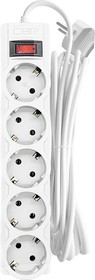 Фото 1/3 CBR Сетевой фильтр CSF 2505-5.0 White PC, 5 евророзеток, длина кабеля 5 метров, цвет белый (пакет)