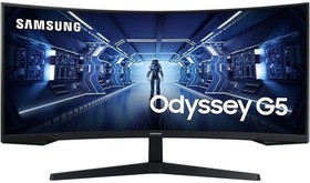 Фото 1/10 LCD Samsung 34" C34G55TWWI черный {VA 3440x1440 165Hz 1ms 21:9 250cd 178/178 HDMI DisplayPort}